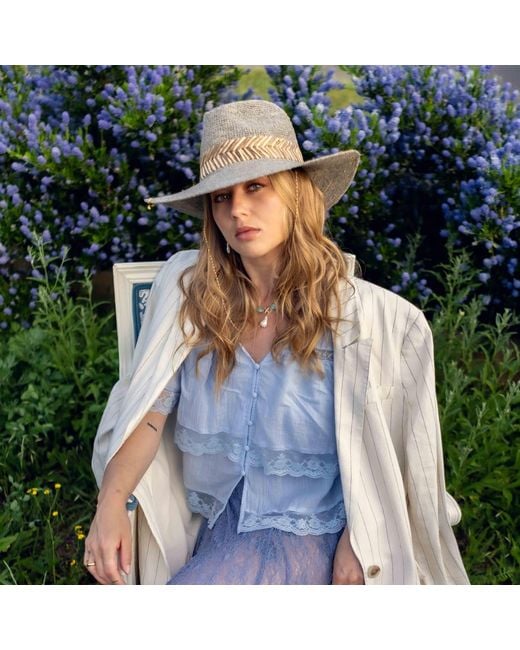 Shaded the Label Brown Willowmere Pebble Straw Fedora Hat
