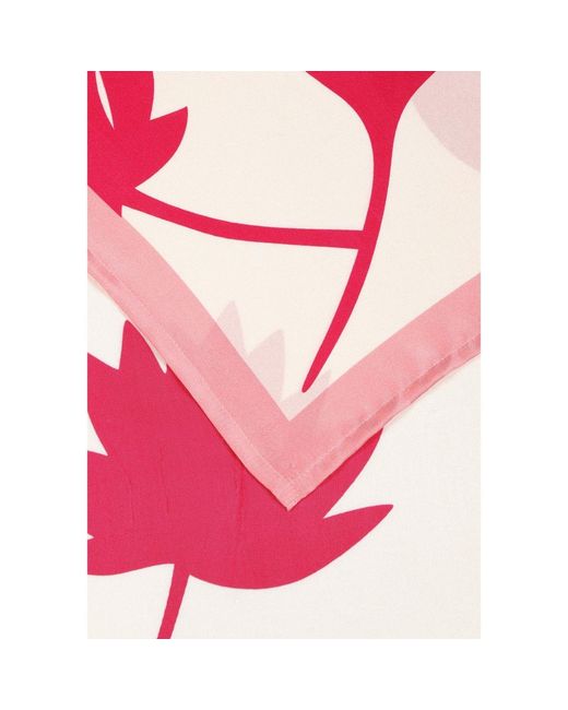 Heritagemoda Pink Hand-Painted Silk Scarf – Blush With Peony Lotus Flowers