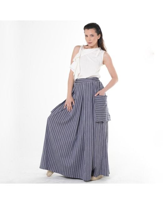 Metamorph Blue Maxi Striped Denim Skirt