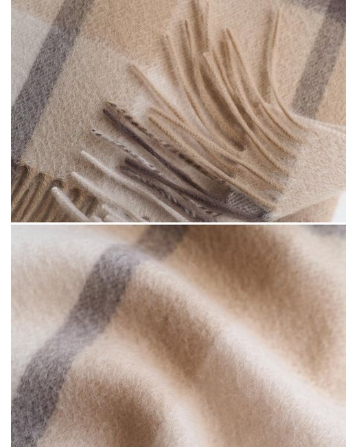 Lost Pattern Natural Plaid Cashmere Scarf