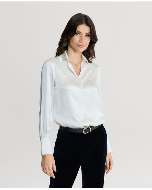 Really Wild Clothing White Glyndebourne Silk Detachable Tie Neck Blouse