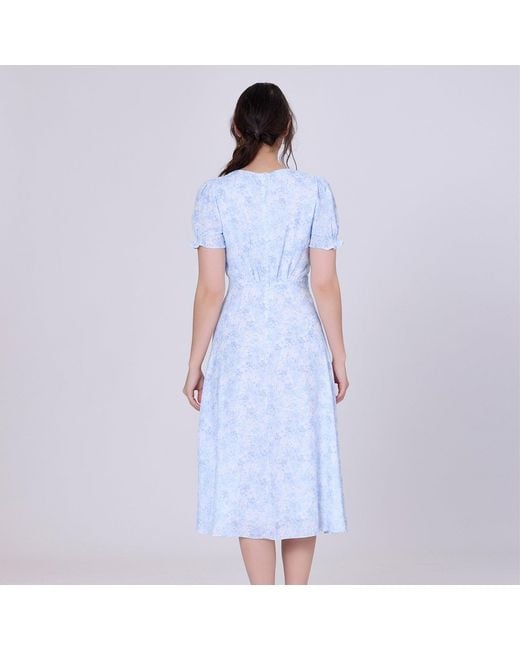 Smart and Joy Blue Flared Empire Dress With Liberty Print