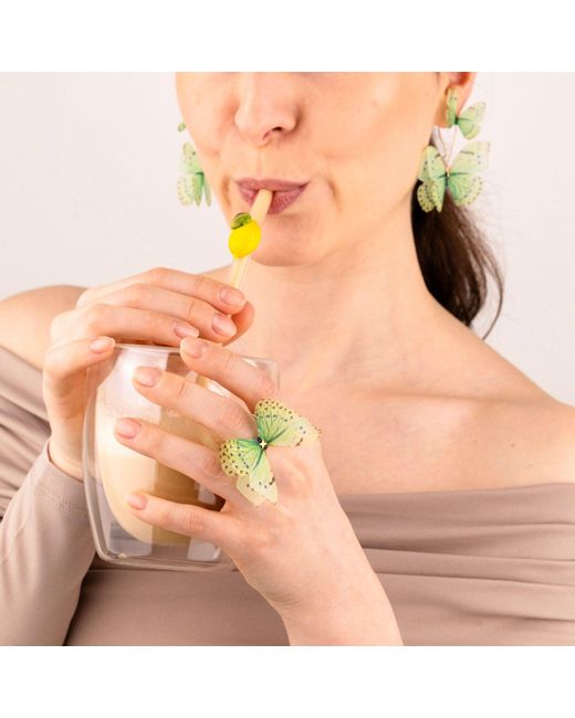 Oana Savu Green Sterling Mint Silk Butterfly Ring Adjustable Base Goddess Jewelry