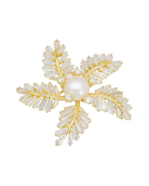 Latelita London Metallic Fern Starflower Pearl Brooch