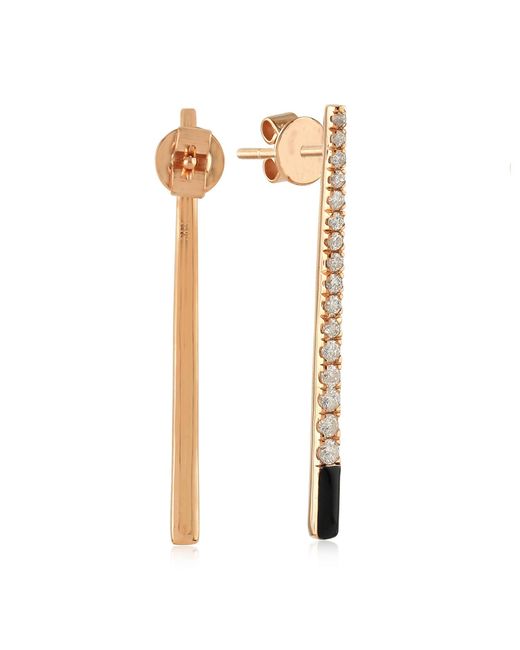 Artisan Metallic 14k Rose Gold With Pave Diamond Dangle Earrings Enamel Jewelry