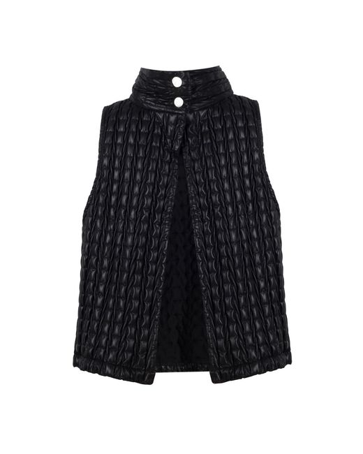 Mirimalist Black Puff Sleeveless Vest Coat