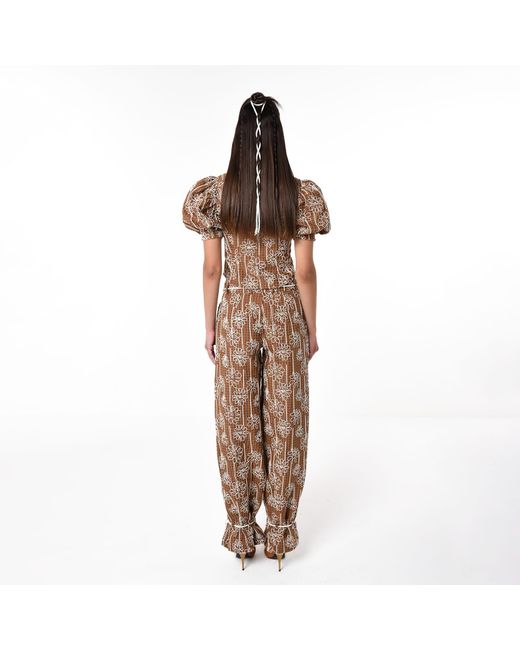 28Natelier Brown Embroidered Button Up Top