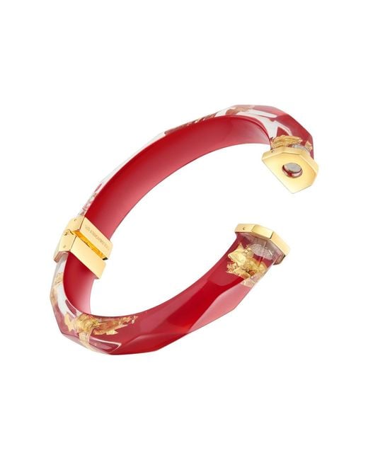 Gold & Honey Red 24K Leaf Lucite Bangle
