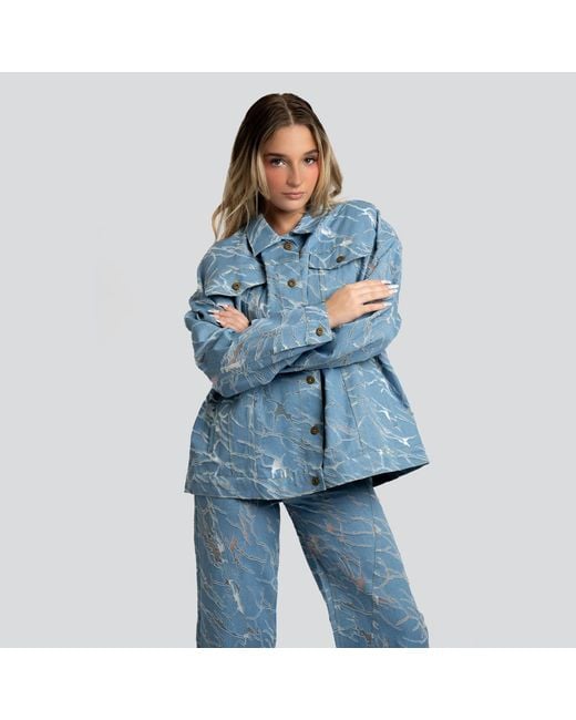 Maui X Lolita Blue Blair Transparent Marbled Denim Jacket