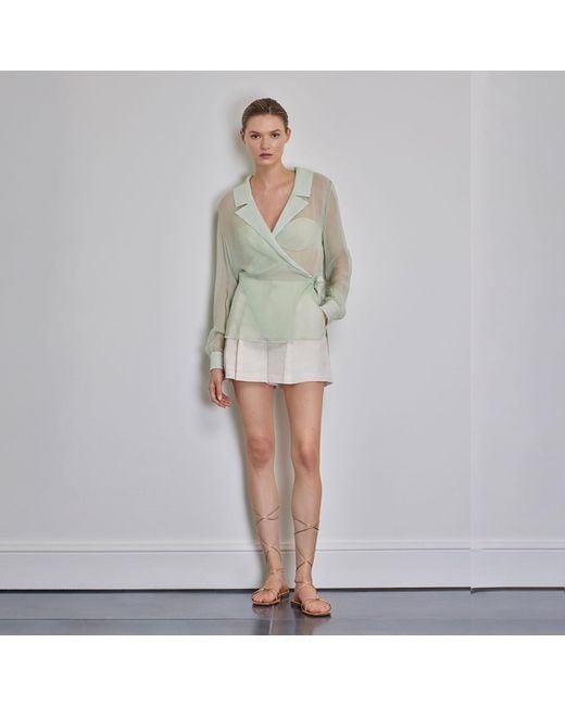 Anse Victorin Green Eva Silk Blouse