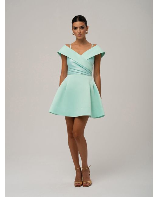 Tia Dorraine Green Easy To Love Flared Satin Mini Dress, Mint