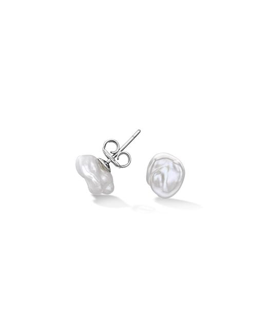 Dower & Hall White Keshi Luna Pearl Studs
