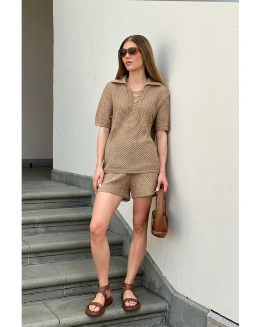 SALANIDA Natural Coco Lace Shorts Sand