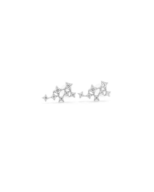 Seven Saints White Star Cluster Stud Earring With Zirconia Diamond, Rhodium