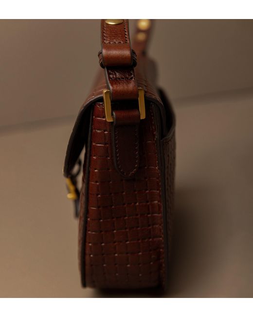 Time Resistance Brown Leather Saddle Bag