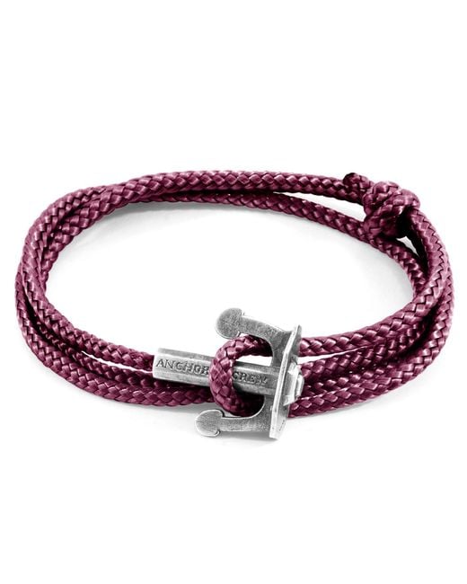 Anchor and Crew Purple Aubergine Union Anchor & Rope Bracelet for men