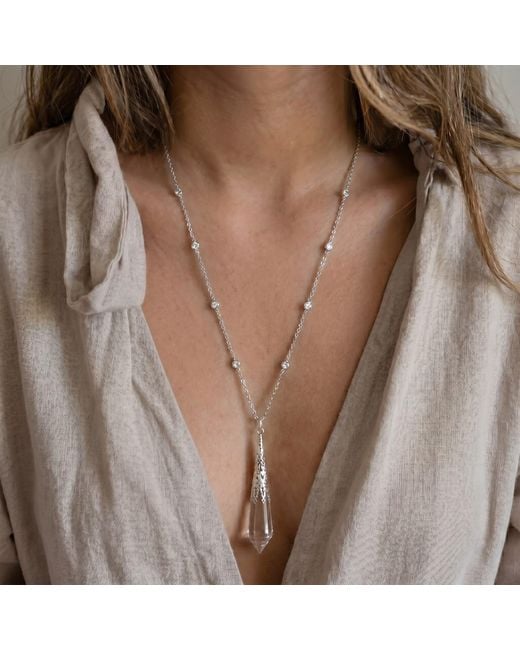 Ormiro Metallic Oracle Of Light Clear Quartz Crystal Pendulum Pendant