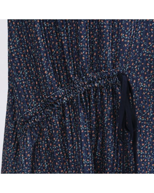 Smart and Joy Blue Trapeze Velvet Skirt With Liberty Print And Satin Bias