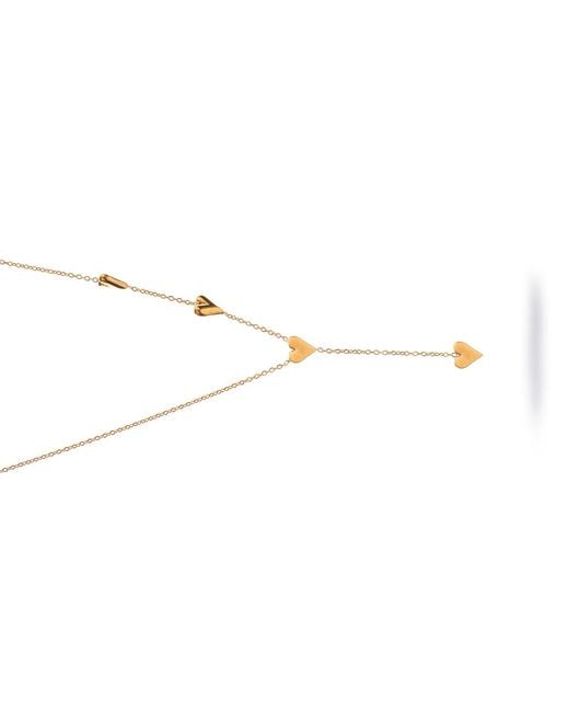 Ebru Jewelry Metallic Golden Heart Y Necklace