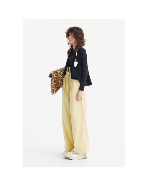 Julia Allert Yellow Velvet High Waist Trousers