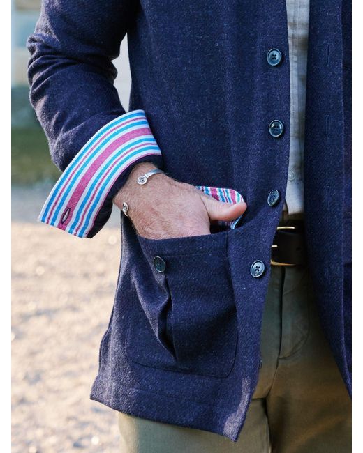 Koy Clothing Blue Wool Safari Jacket for men