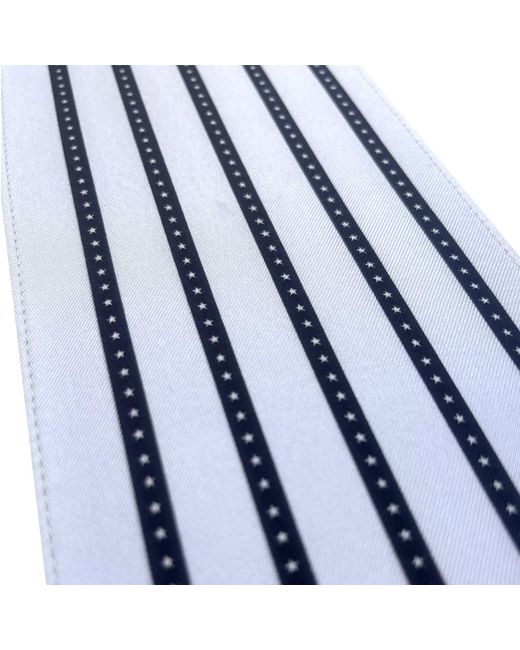 INGMARSON Blue Star Striped Silk Neck Scarf