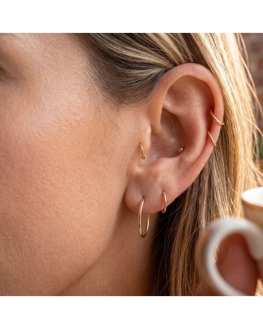 Spero London Metallic 9Ct Solid Hoop Earrings