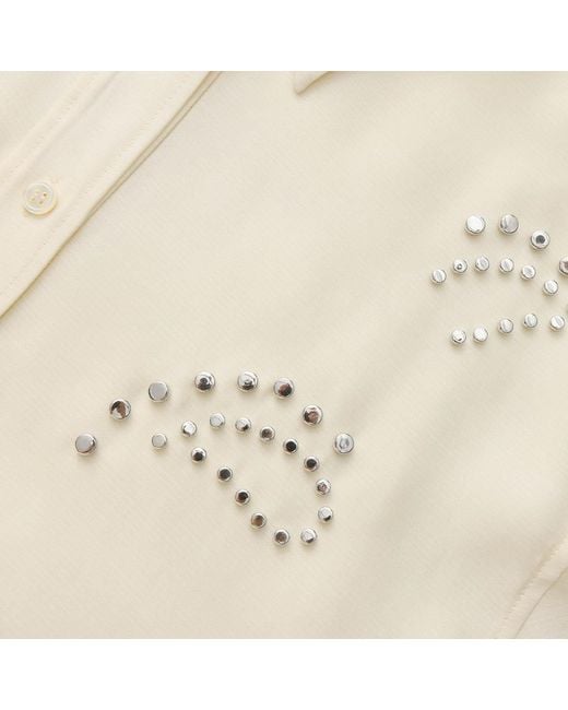 FRONT ROW SHOP Natural Neutrals Stud-Embellished Shirt Vanilla