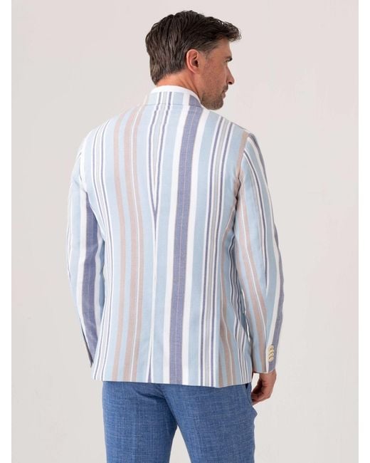 Koy Clothing Blue Lamu Striped Kikoy Blazer for men