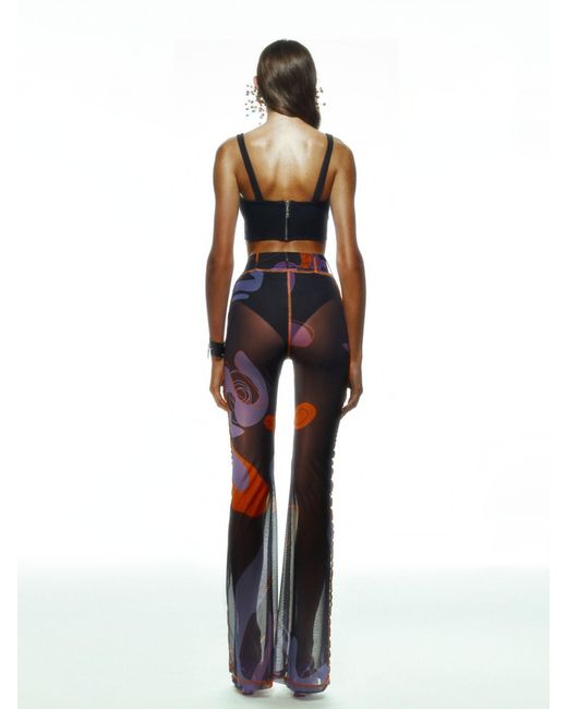 Khéla the Label Blue Tainted Flower Mesh Pants In