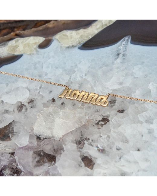 Heather Hawkins Jewelry White Nonna Lowercase Script Fourteen Karat Grandmother Fine Jewelry Necklace