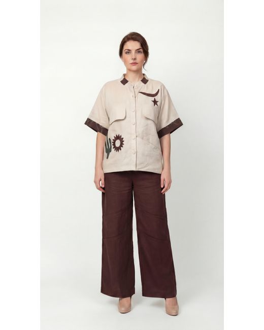 Muda Clothing Fz Llc Brown Emara Linen Pant