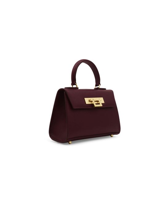 Lalage Beaumont Purple Fonteyn Mignon Dolomite Pebble Print Calf Leather Handbag