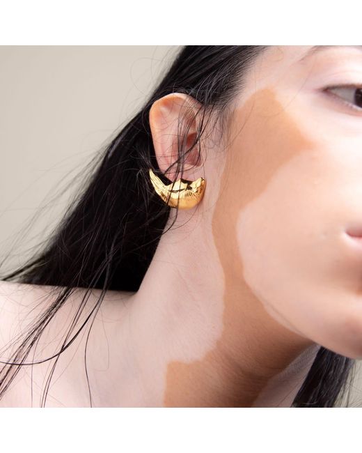 Potoska Metallic Quatro Maxi Face On Stud Earnings