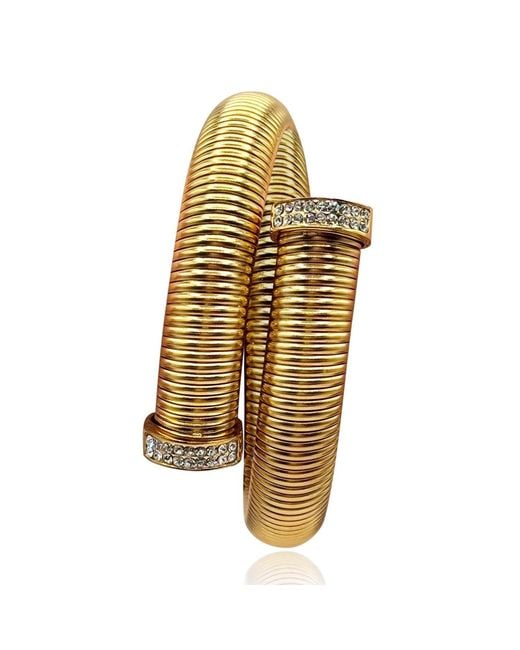 Michael Nash Jewelry Yellow Livia Plated Twelve Millimeter Cobra Bracelet With Pave Tips