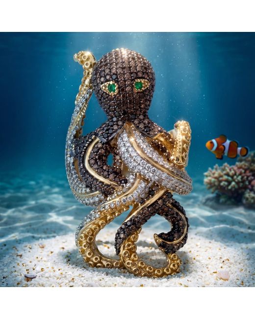 Latelita London Metallic Octopus Cocktail Ring Nordic Adjustable