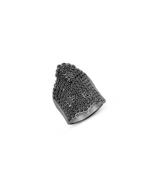 SALLY SKOUFIS Black Minx Ring With Made Cz Diamond Stimulant