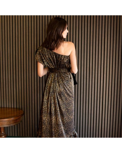 Jennafer Grace Brown Panther Slink One Shoulder Maxi Dress
