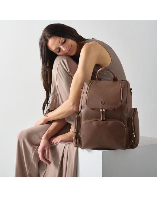 Kerikit England Brown Amber Nutshell Leather Backpack