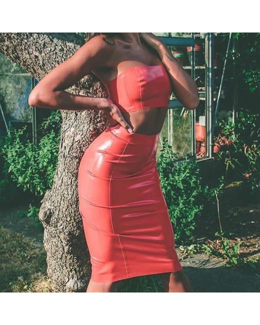 Elissa Poppy White Latex Crop Top