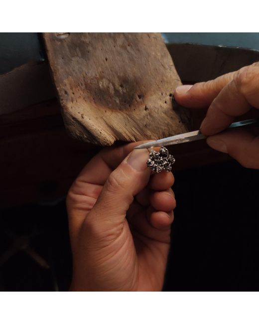 Unaloe Metallic Sterling Rose Cluster Ring For – Sculptural Floral Statement Jewelry