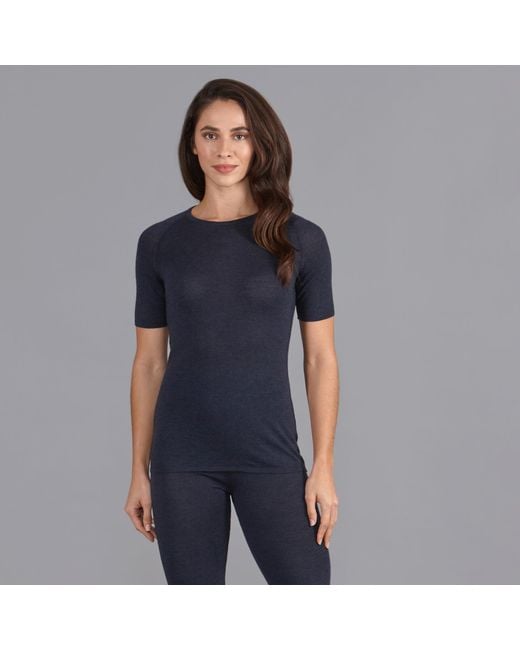 Paul James Knitwear Blue Midweight Merino Activewear Selene T-Shirt