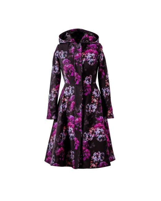 RainSisters Women's Purple Fit And Flare Black Waterproof Coat