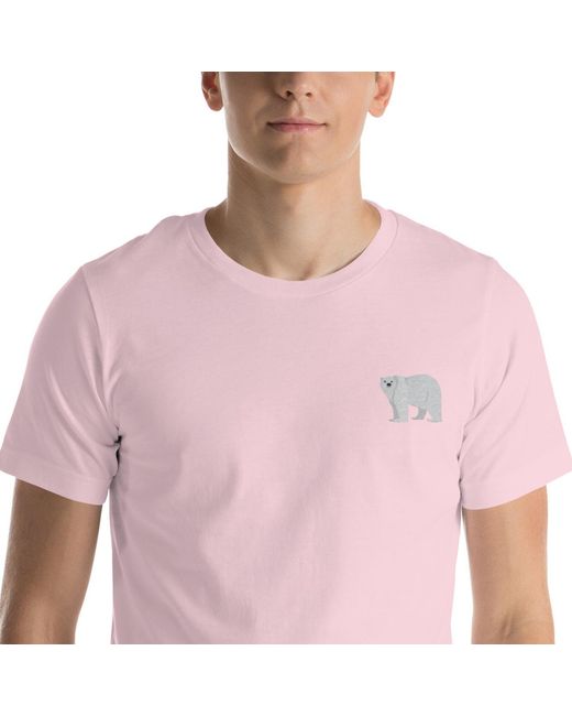 Anchor and Crew Pink Cotton Think Ocean Polar Bear Aspirations Cotton Embroidered T-Shirt for men