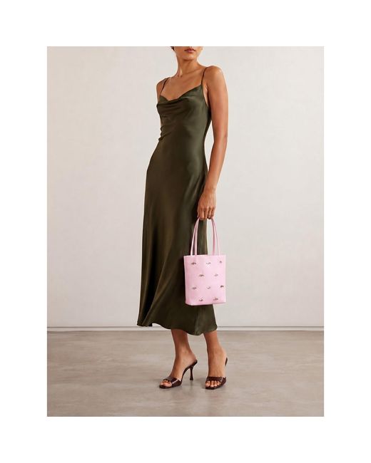 2KStyle Pink Satin Hand-Embellished Mini Tote Bag