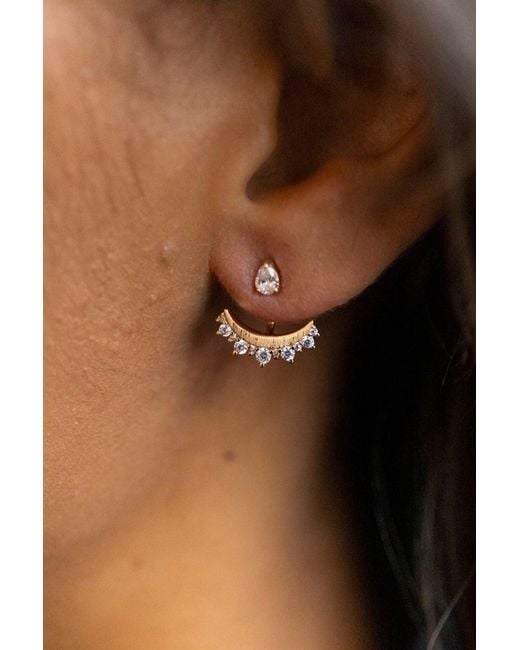 Claire Hill Designs Metallic Sparkly Crescent Ear Jacket Earrings