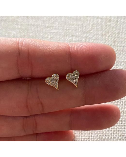 VicStoneNYC Fine Jewelry Metallic Natural Diamonds Heart Solid Earrings