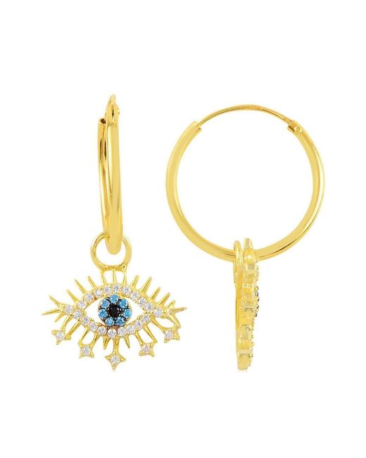 Spero London Metallic Evil Eye Earring Eye Eyelash Sterling Earring