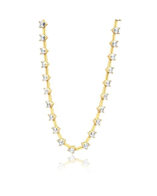 SHYMI Metallic Heart Shaped Bar Tennis Necklace