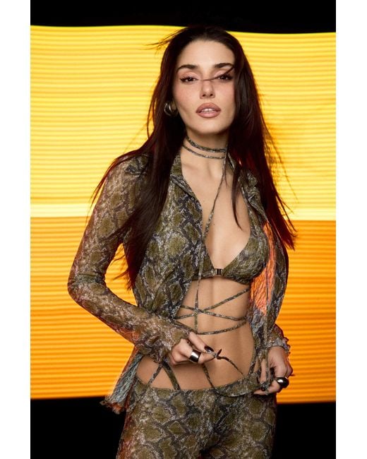 Nocturne Green Snake Print Shirt
